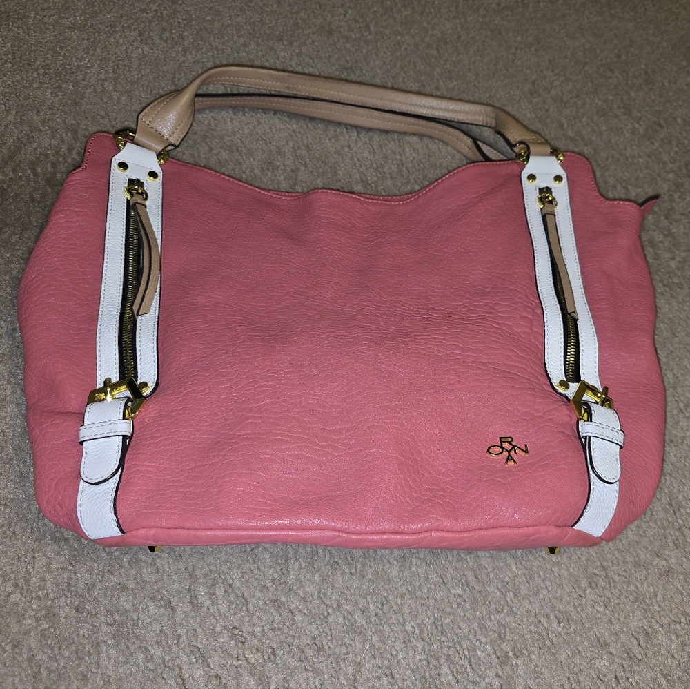 orYANY Lamb Leather Tote—Lauren Mineral Red Pebbled Pre-Owned. Cute Bag! - Picture 2 of 12
